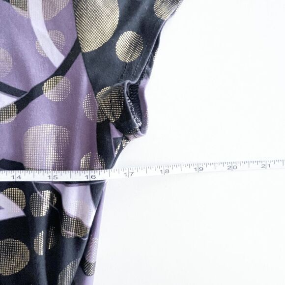 Joseph Ribkoff Womens Knee-Length Dress Ruched Abstract Purple Gold Black Size 6 - Picture 6 of 6